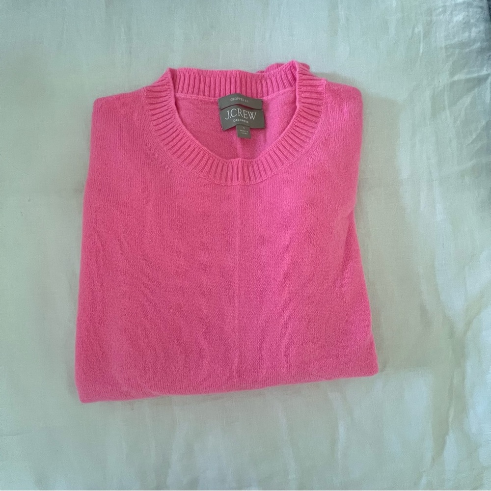 J. Crew Vibrant Pink Cropped Cashmere Sweater
